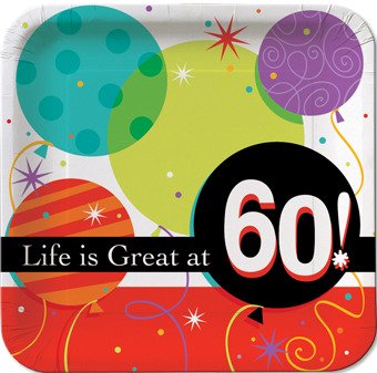 60th birthday party plate